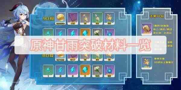 原神甘雨全部突破材料清单,甘雨突破材料清心采集位置